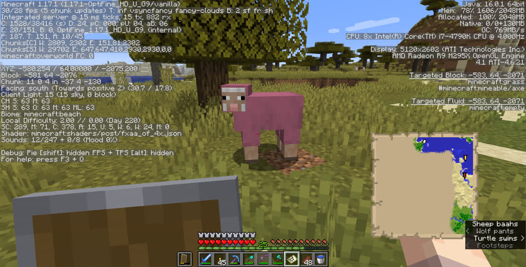 Pink sheep in a savanna.