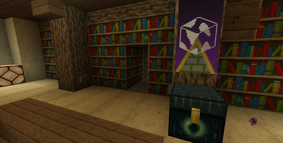 Two bookshelves have been moved back and to the side, revealing a secret passage.
